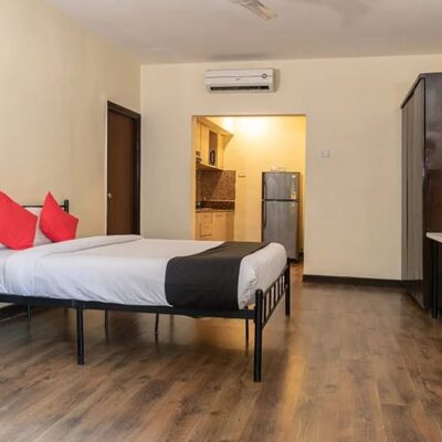 “Basic AC room with temple view, attached bath, hot water geyser and 24×7 service for 2 adults at Gouri Sadan & Ganga Sadan Srisailam”